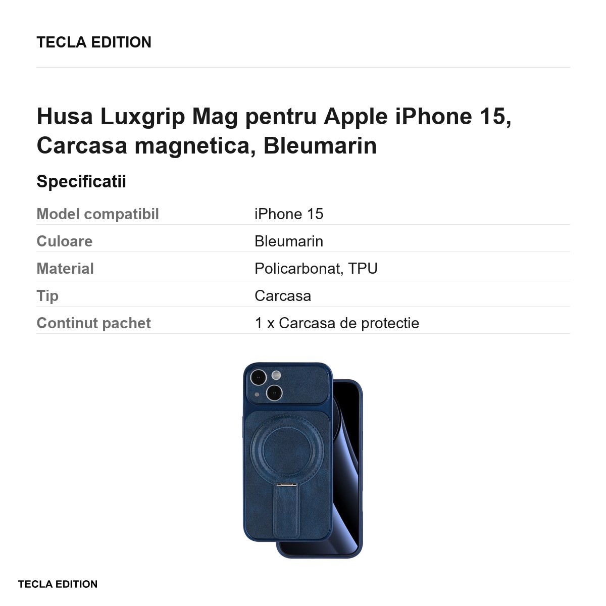 Husa Luxgrip Mag pentru Apple iPhone 15, Carcasa magnetica, Bleumarin [2]