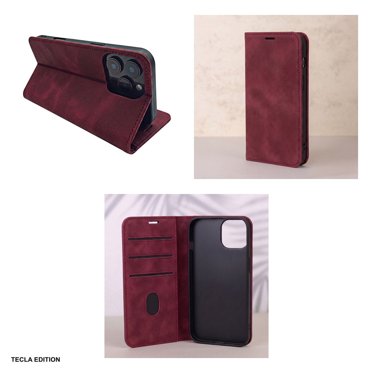 Husa Smart Suede pentru Honor 600 Lite, tip carte, Visiniu [5]
