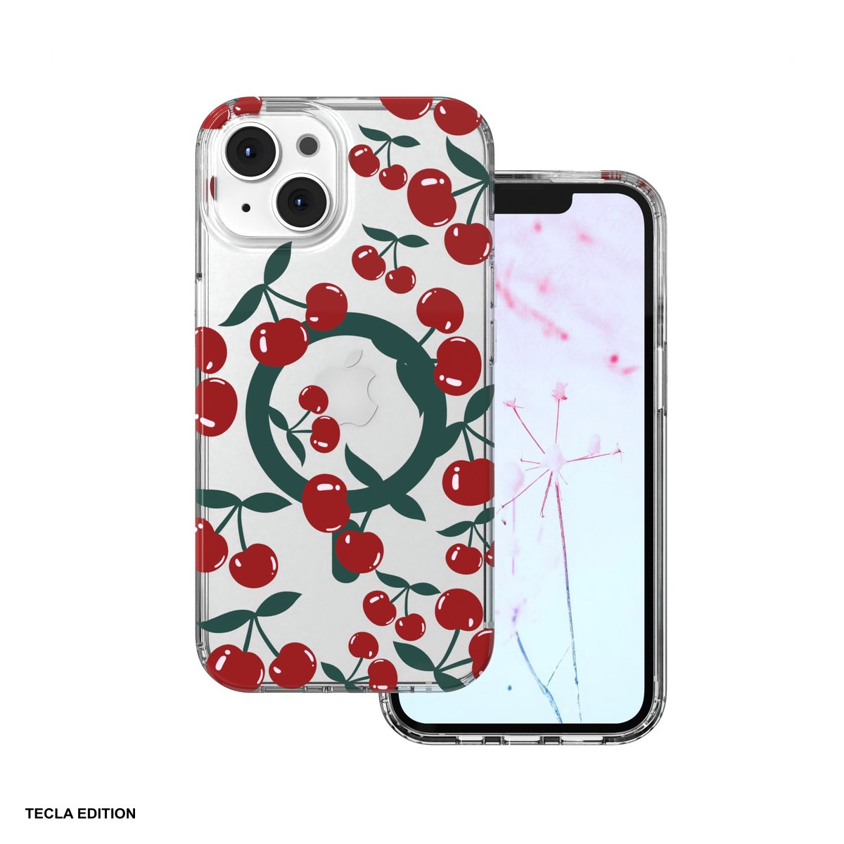 Huse si protectii pentru iPhone 15 - Husa Cherry Mag pentru Apple iPhone 15, Carcasa magnetica, Transparent