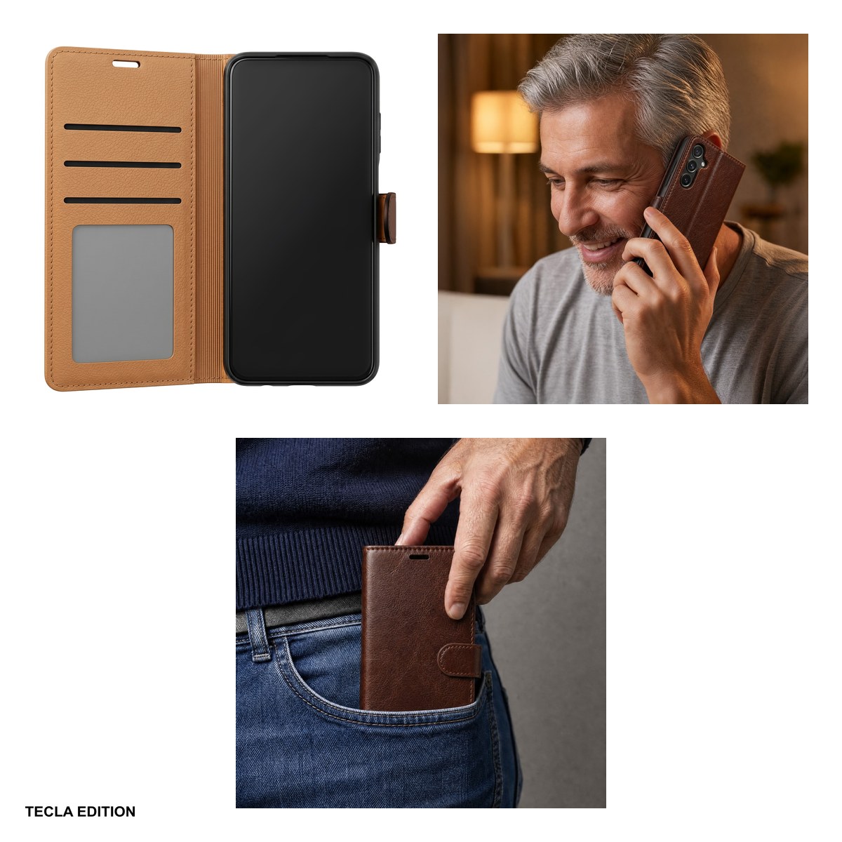 Husa Smart Luxe leather pentru Honor 600 Lite, tip carte cu inchidere magnetica, Maro [6]