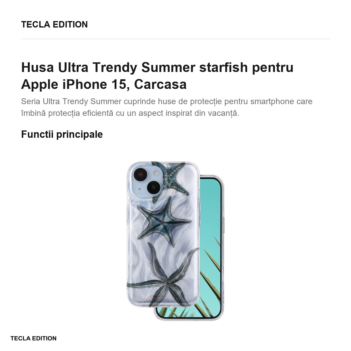 Husa Ultra Trendy Summer starfish pentru Apple iPhone 15, Carcasa, Imprimeu [1]