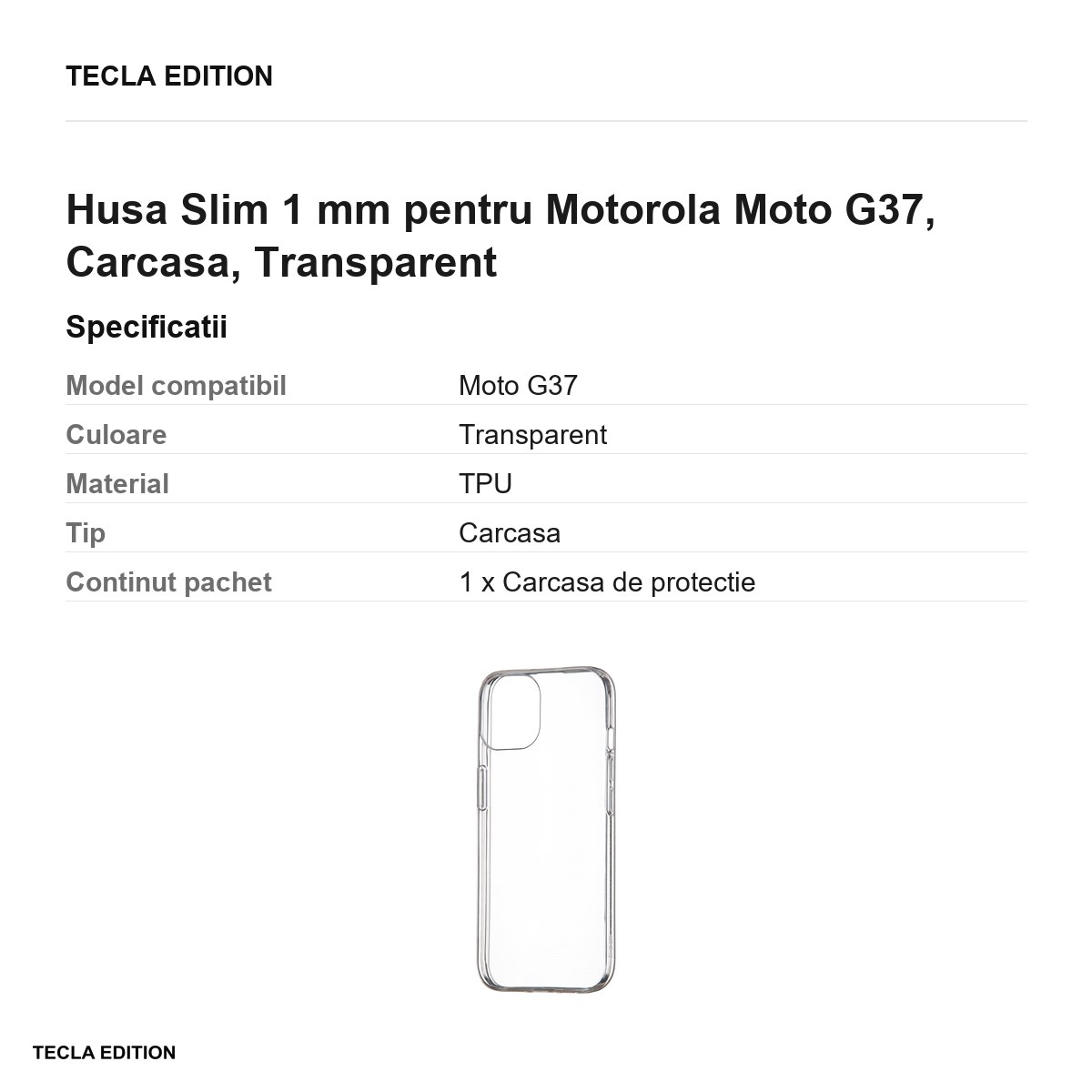 Husa Slim 1 mm pentru Motorola Moto G37, Carcasa, Transparent [2]