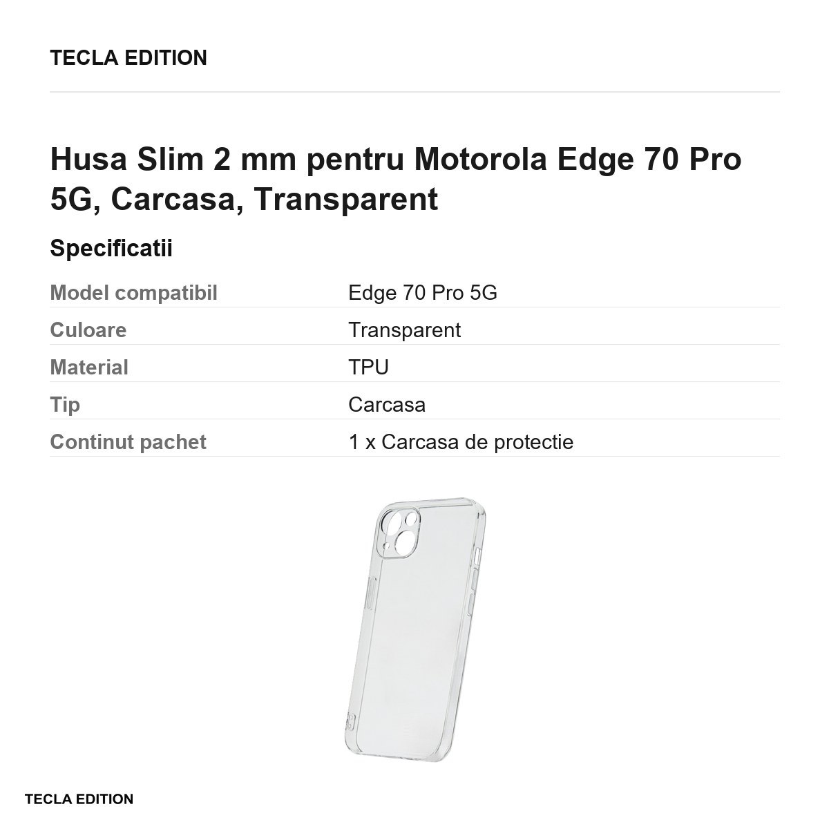Husa Slim 2 mm pentru Motorola Edge 70 Pro 5G, Carcasa, Transparent [2]