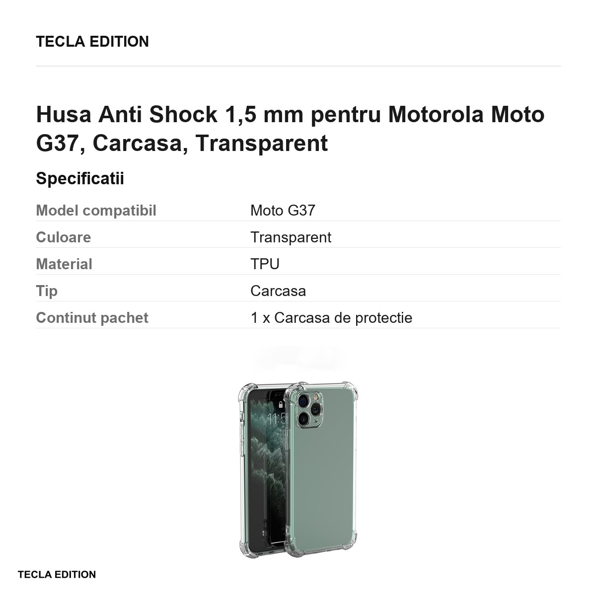 Husa Anti Shock 1,5 mm pentru Motorola Moto G37, Carcasa, Transparent [2]