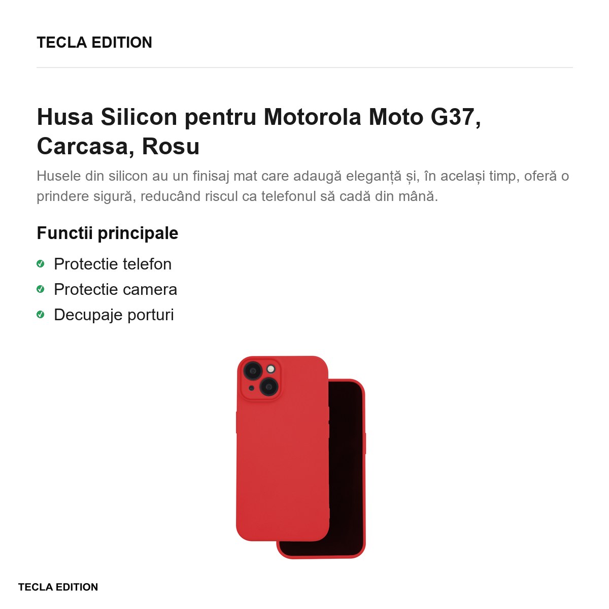 Husa Silicon pentru Motorola Moto G37, Carcasa, Rosu [1]