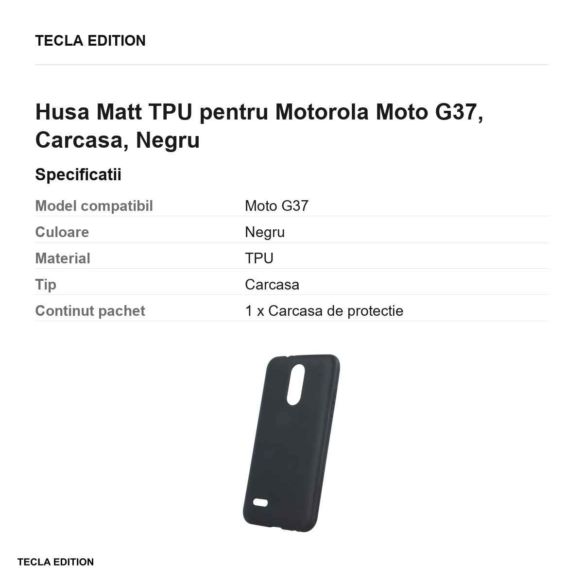 Husa Matt TPU pentru Motorola Moto G37, Carcasa, Negru [2]