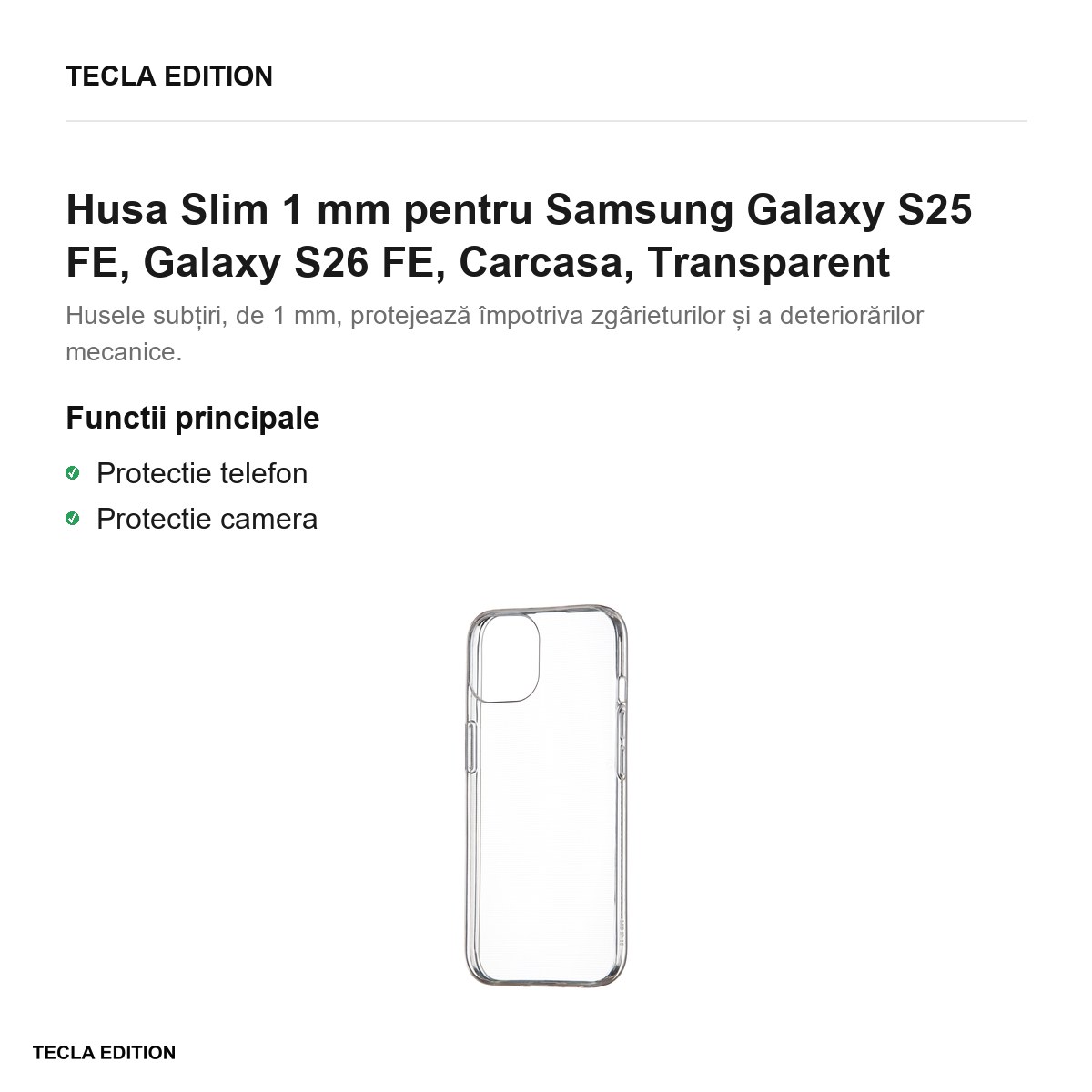 Husa Slim 1 mm pentru Samsung Galaxy S25 FE, Galaxy S26 FE, Carcasa, Transparent [1]