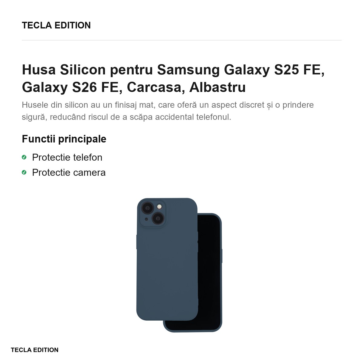 Husa Silicon pentru Samsung Galaxy S25 FE, Galaxy S26 FE, Carcasa, Albastru [1]