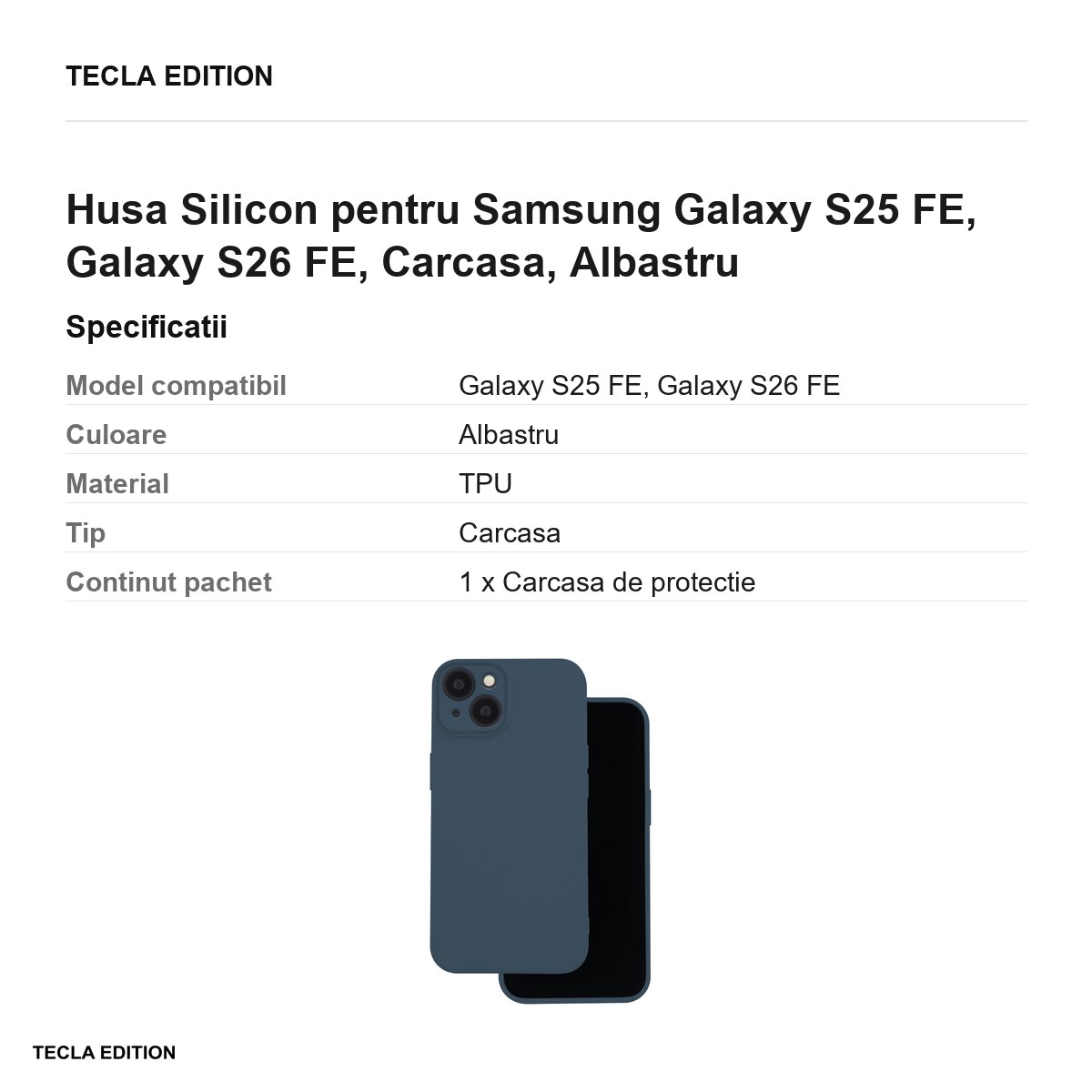 Husa Silicon pentru Samsung Galaxy S25 FE, Galaxy S26 FE, Carcasa, Albastru [2]
