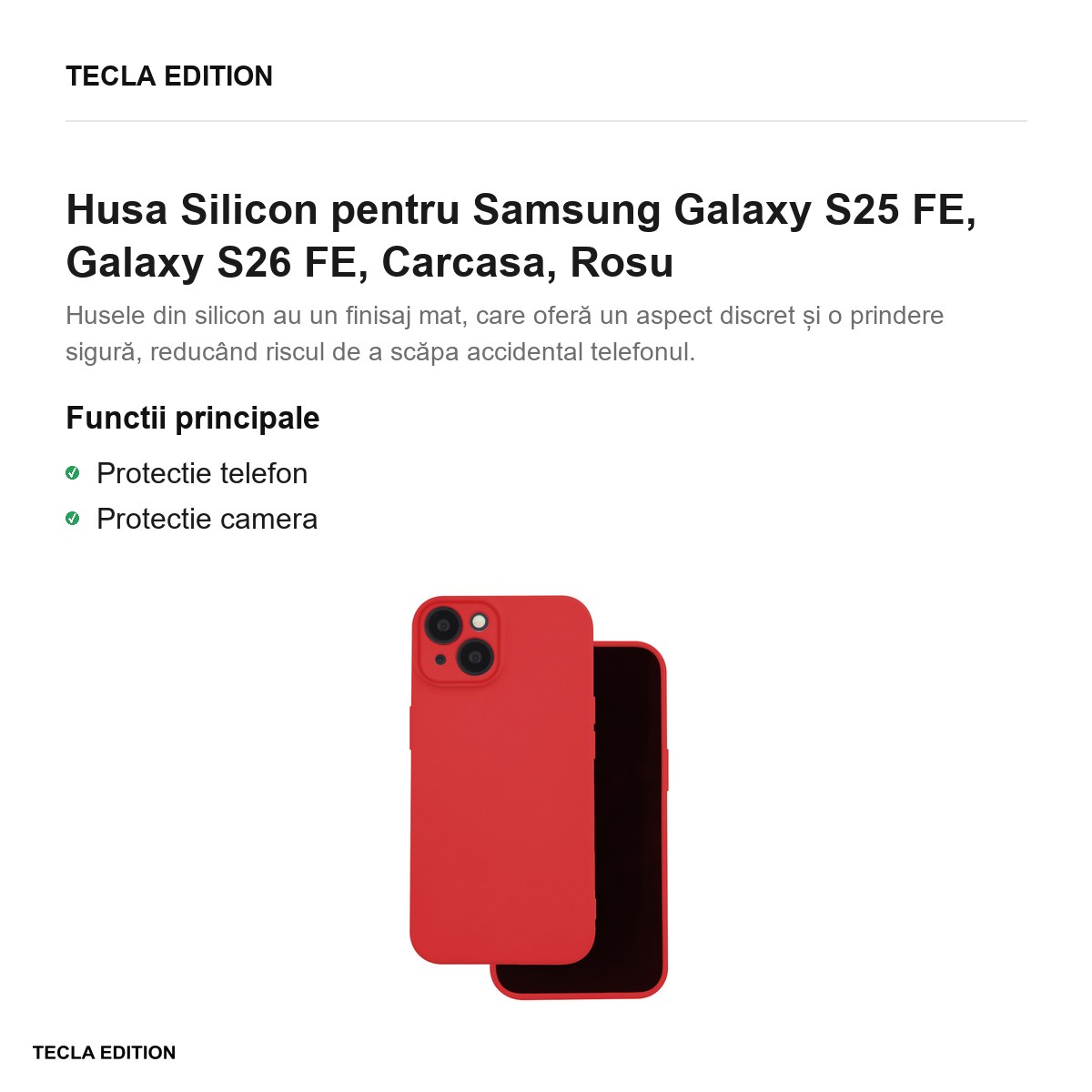 Husa Silicon pentru Samsung Galaxy S25 FE, Galaxy S26 FE, Carcasa, Rosu [1]