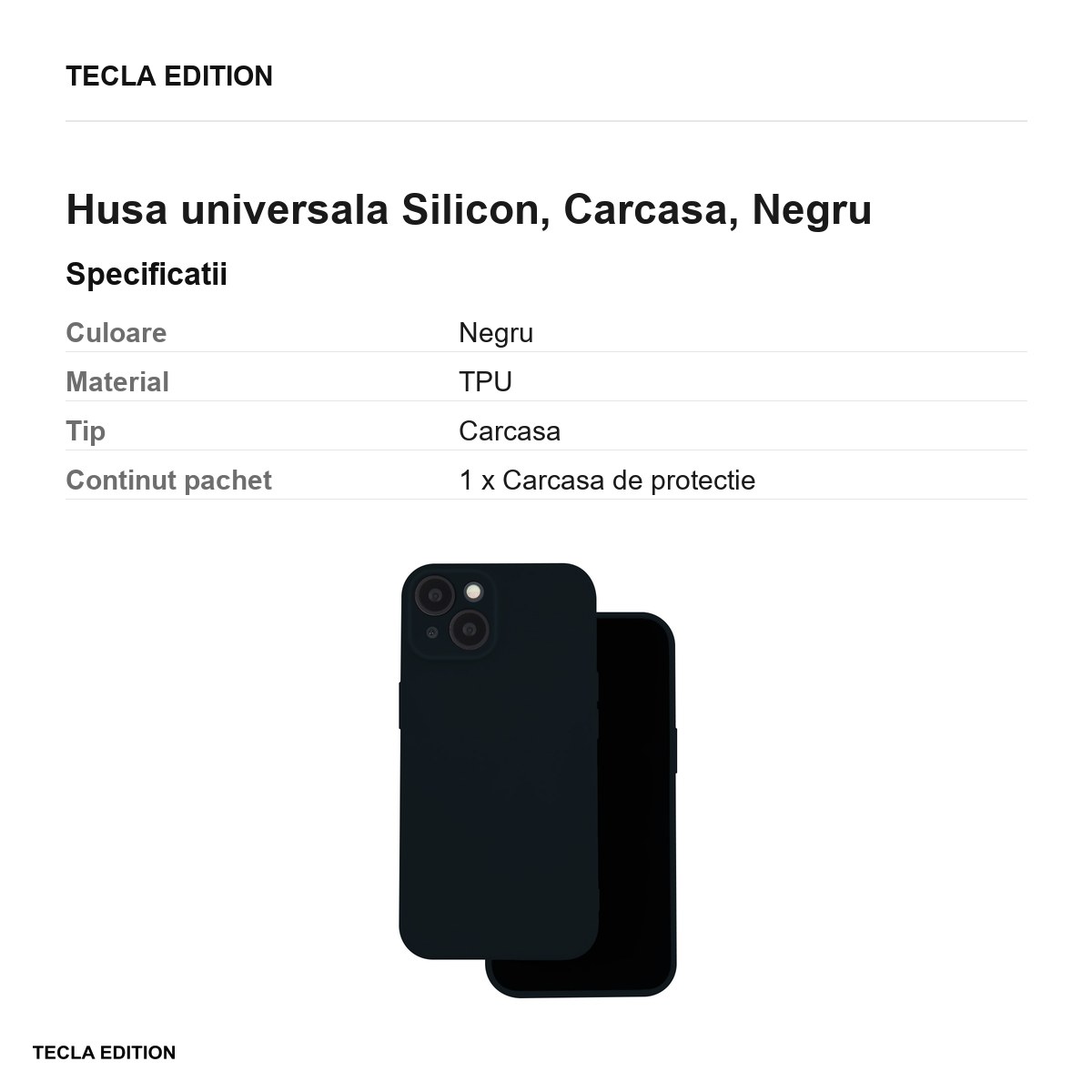 Husa Silicon pentru Xiaomi 17T, Carcasa, Negru [2]