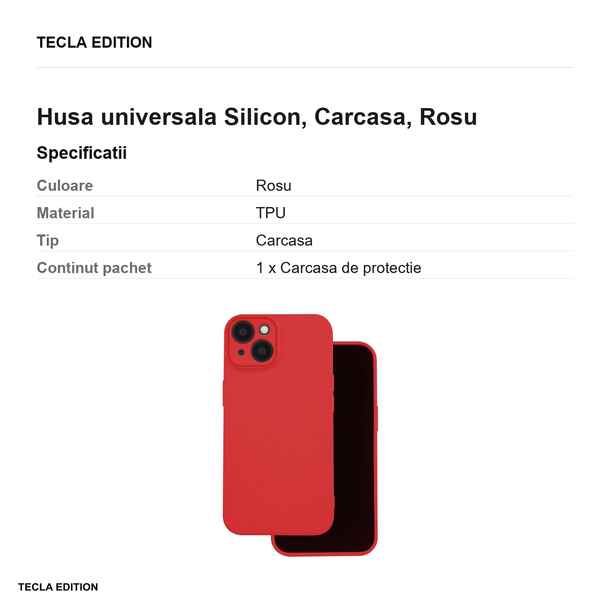 Husa Silicon pentru Xiaomi 17T Pro, Carcasa, Rosu [2]