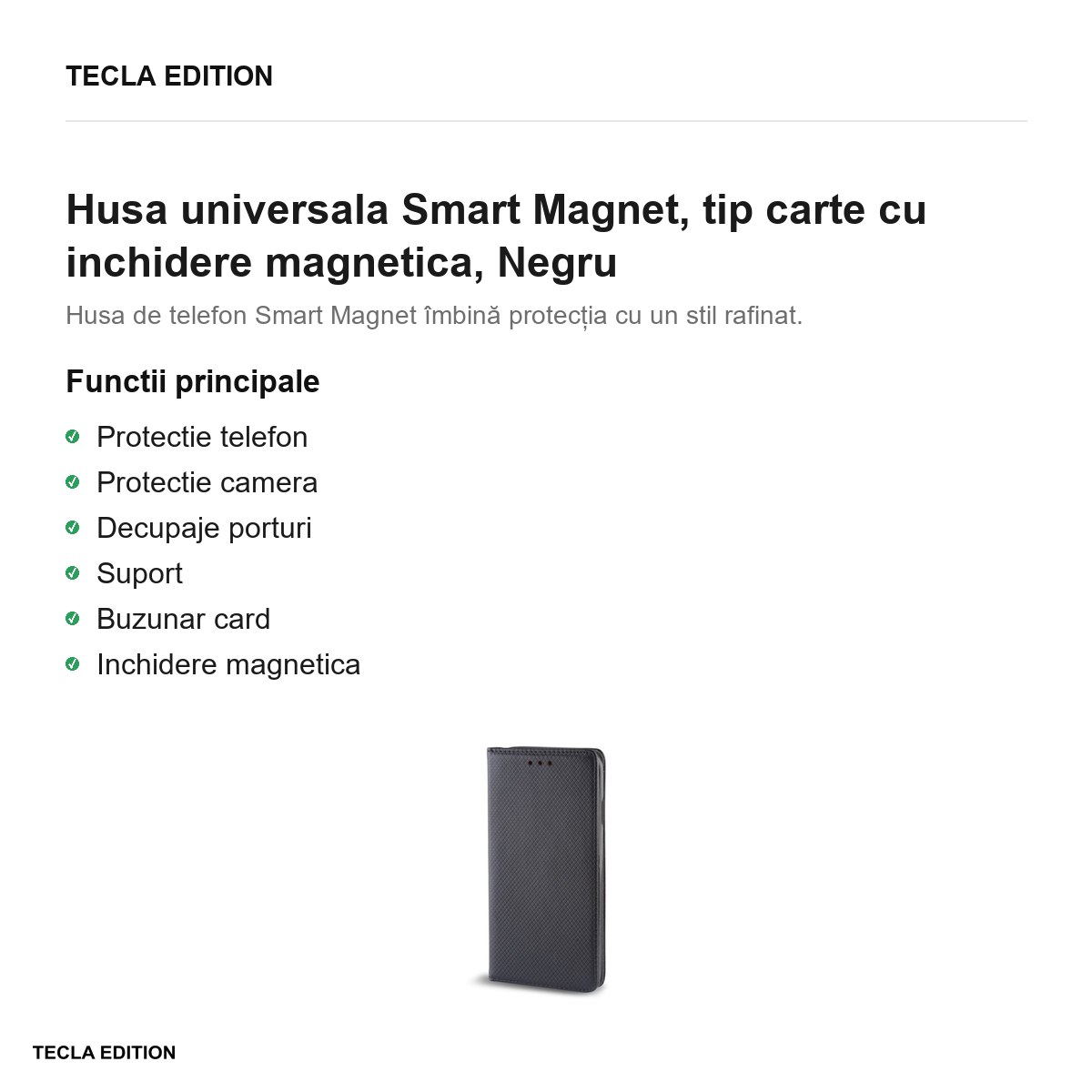 Husa Smart Magnet pentru Xiaomi 17T, tip carte cu inchidere magnetica, Negru [1]