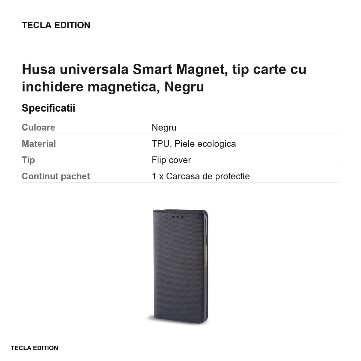 Husa Smart Magnet pentru Xiaomi 17T Pro, tip carte cu inchidere magnetica, Negru [2]