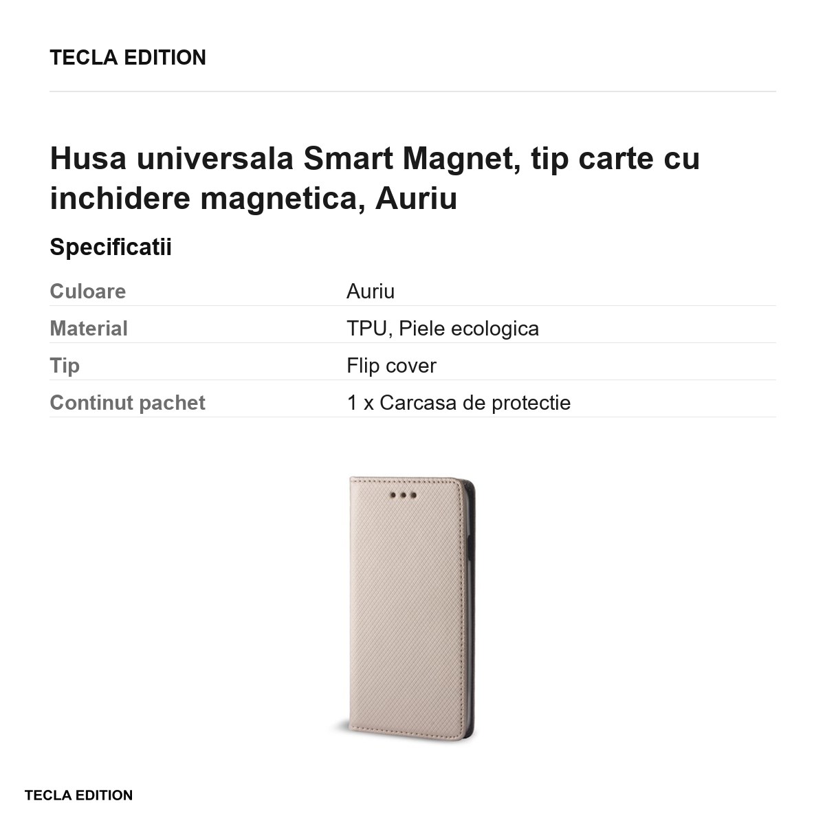 Husa Smart Magnet pentru Xiaomi 17T, tip carte cu inchidere magnetica, Auriu [2]