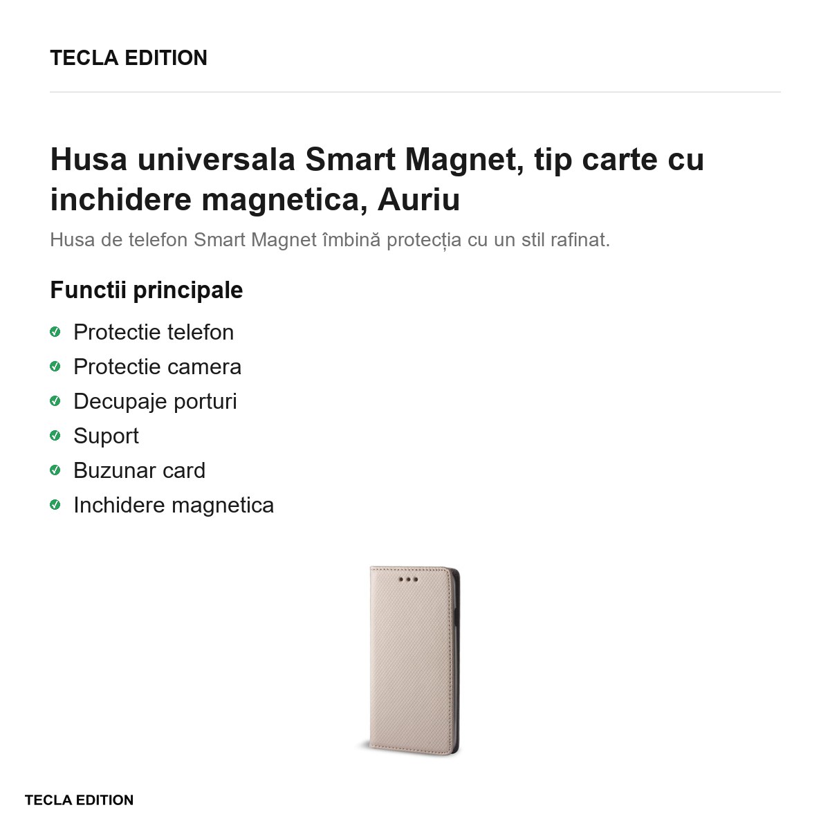 Husa Smart Magnet pentru Xiaomi 17T Pro, tip carte cu inchidere magnetica, Auriu [1]