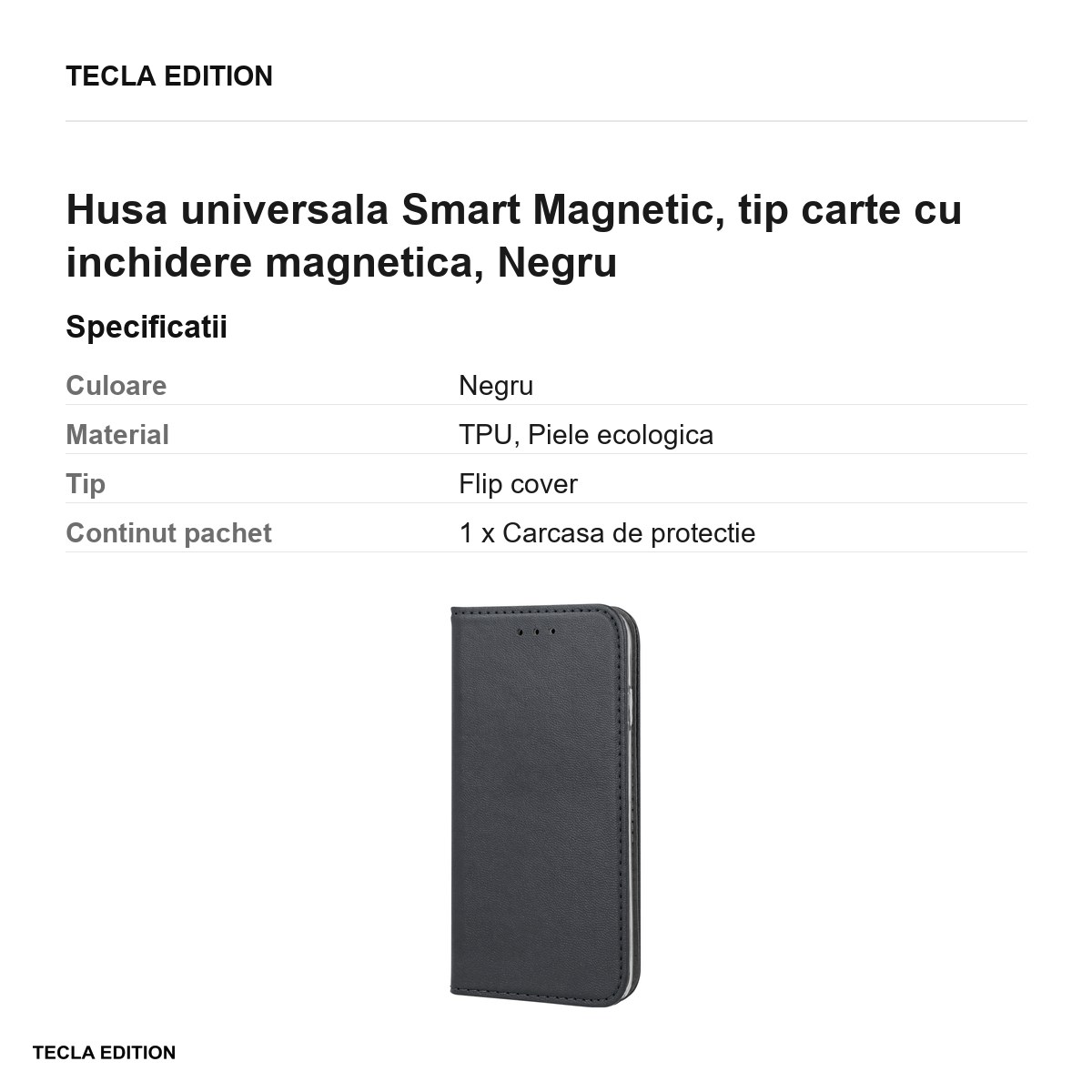 Husa Smart Magnetic pentru Xiaomi 17T, tip carte cu inchidere magnetica, Negru [2]