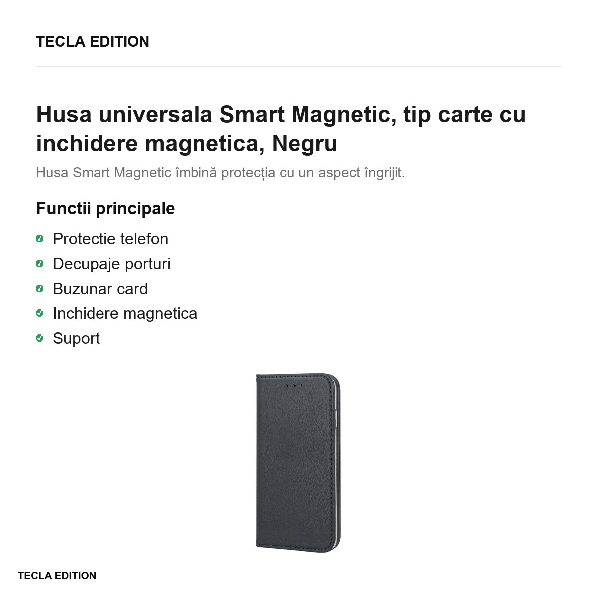 Husa Smart Magnetic pentru Xiaomi 17T Pro, tip carte cu inchidere magnetica, Negru [1]