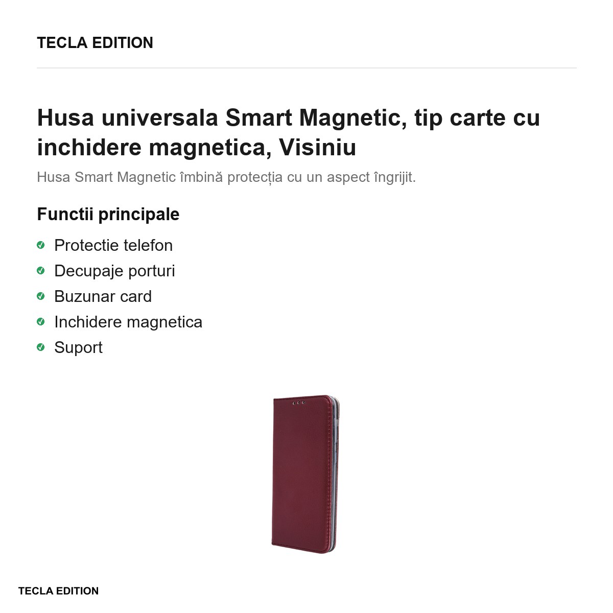Husa Smart Magnetic pentru Xiaomi 17T, tip carte cu inchidere magnetica, Visiniu [1]