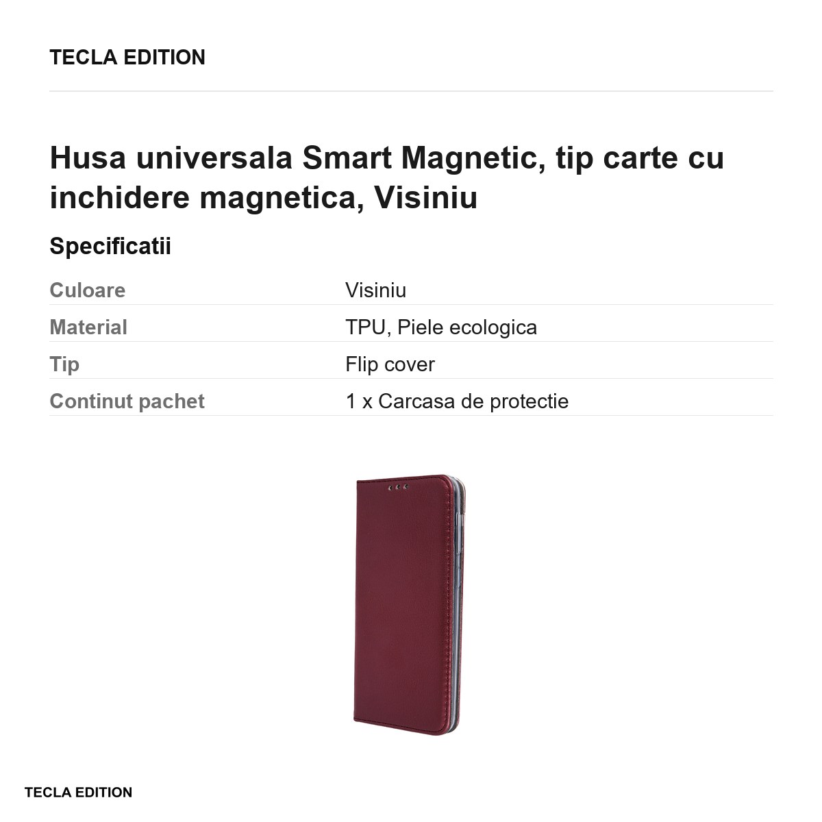 Husa Smart Magnetic pentru Xiaomi 17T, tip carte cu inchidere magnetica, Visiniu [2]