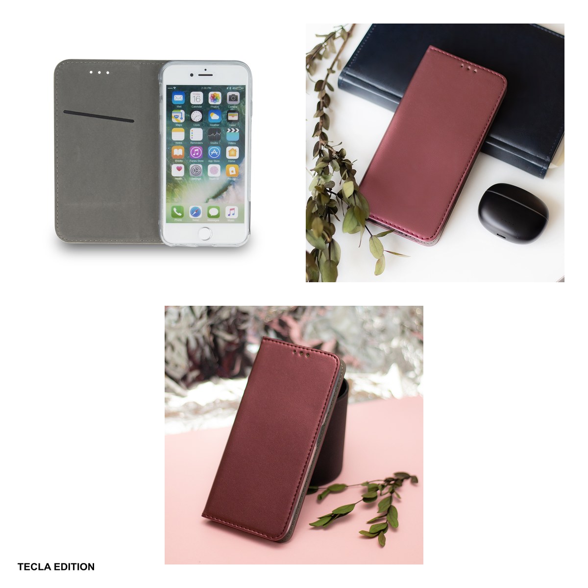 Husa Smart Magnetic pentru Xiaomi 17T Pro, tip carte cu inchidere magnetica, Visiniu [4]