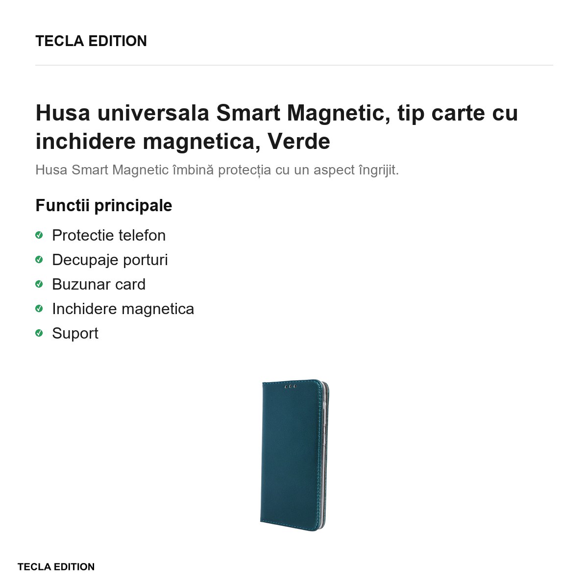 Husa Smart Magnetic pentru Xiaomi 17T Pro, tip carte cu inchidere magnetica, Verde [1]