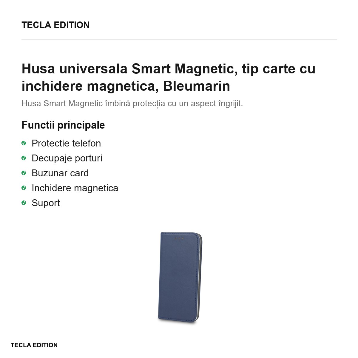 Husa Smart Magnetic pentru Xiaomi 17T Pro, tip carte cu inchidere magnetica, Bleumarin [1]