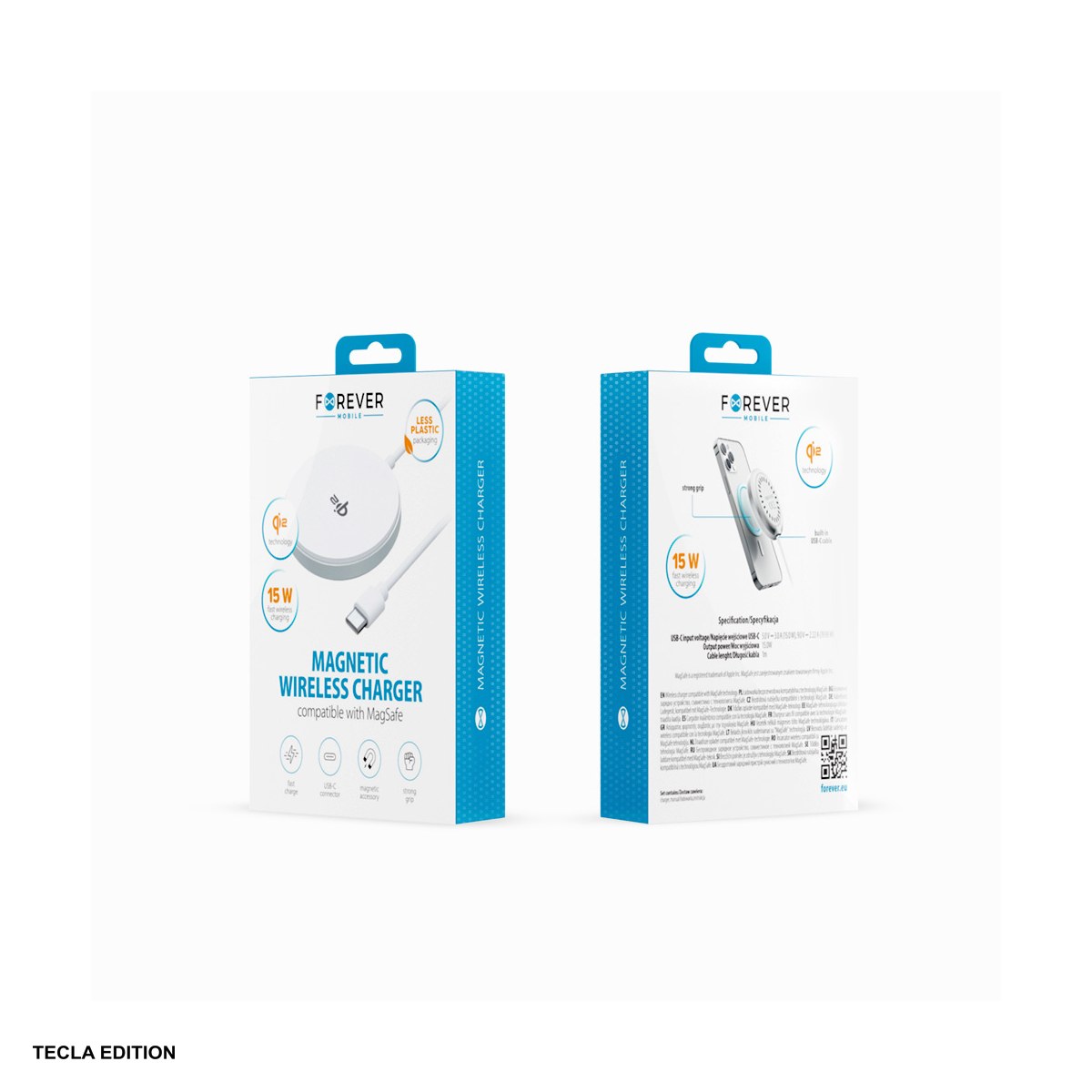 Incarcator wireless Forever MAWC-300, 15W, Fast Charge, Argintiu [6]