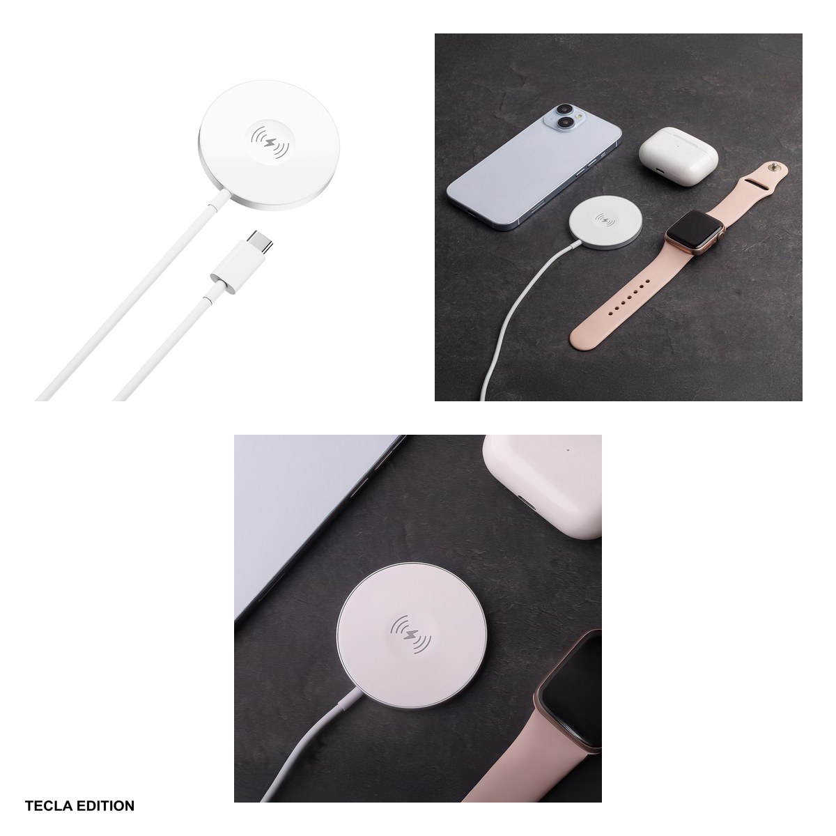 Incarcator wireless Forever MAWC-400, 15W, Fast Charge, Alb [3]