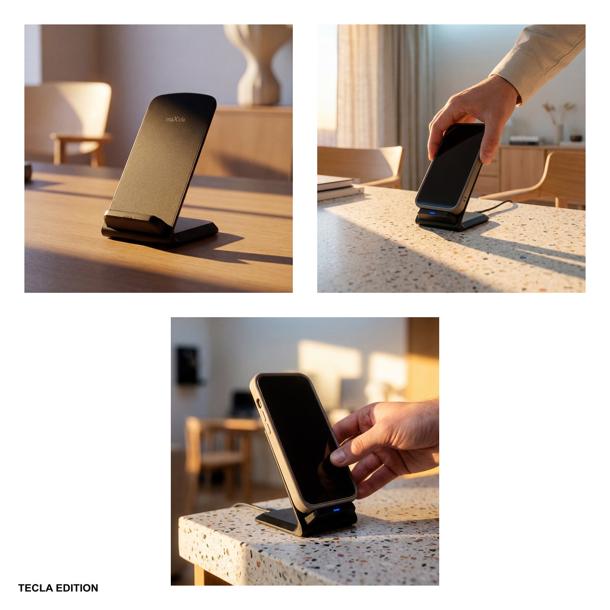 Incarcator wireless Maxlife MXWC-07, 15W, Fast Charge, Negru [6]
