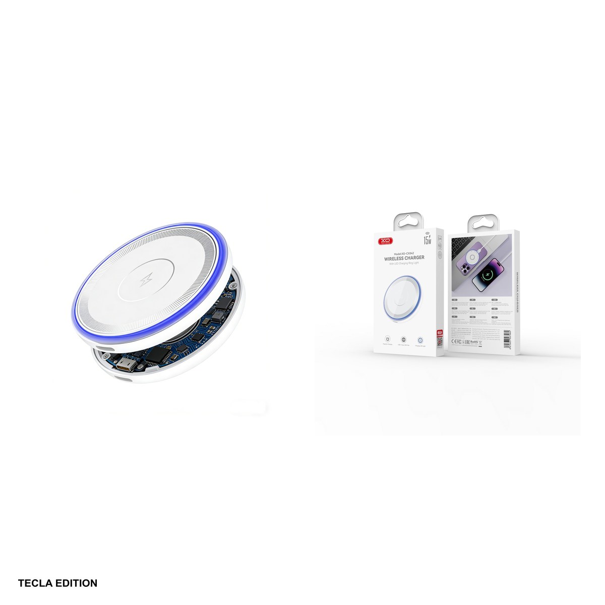 Incarcator wireless XO CX042, 15W, Fast Charge, Alb [6]