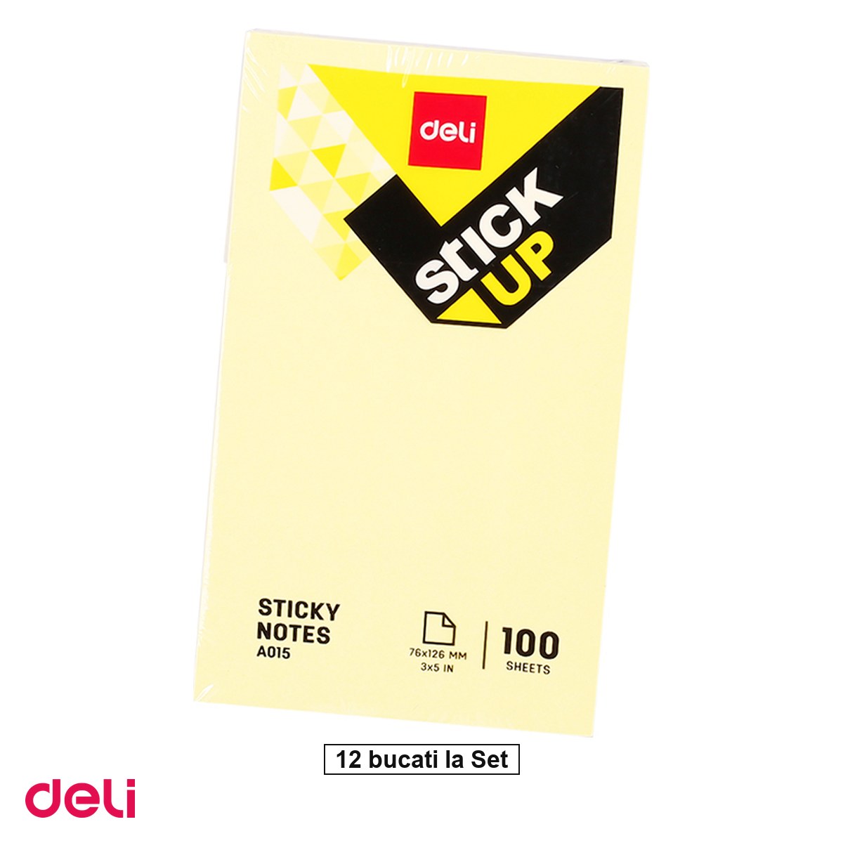 Notes, Post-it si cuburi de hartie - Set 12 notesuri Deli, adeziv diverse. culori pastel, 76x126 mm