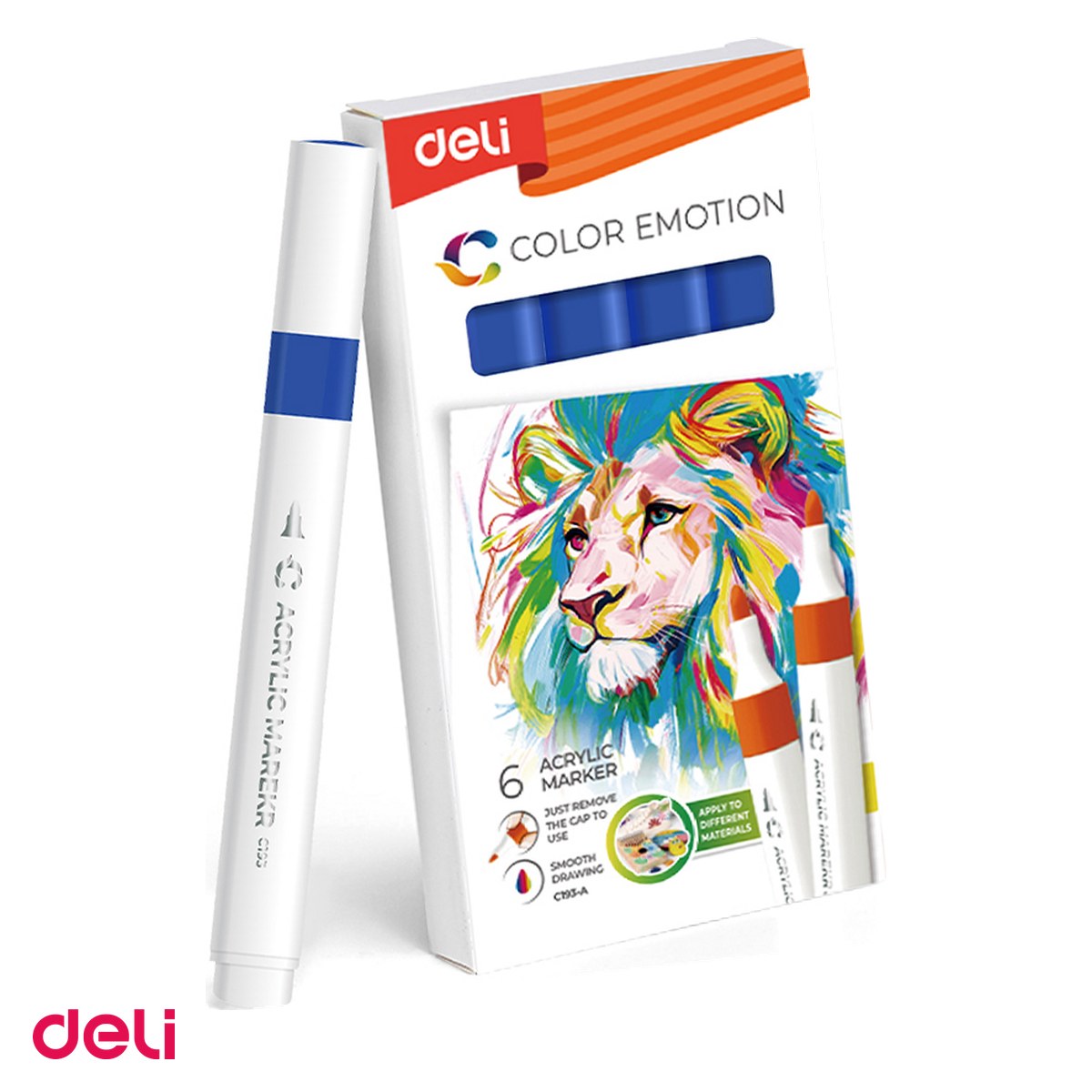 Markere si instrumente de desen artistic - Marker cu varf rotund, Deli, acrilic color emotion, scris albastru