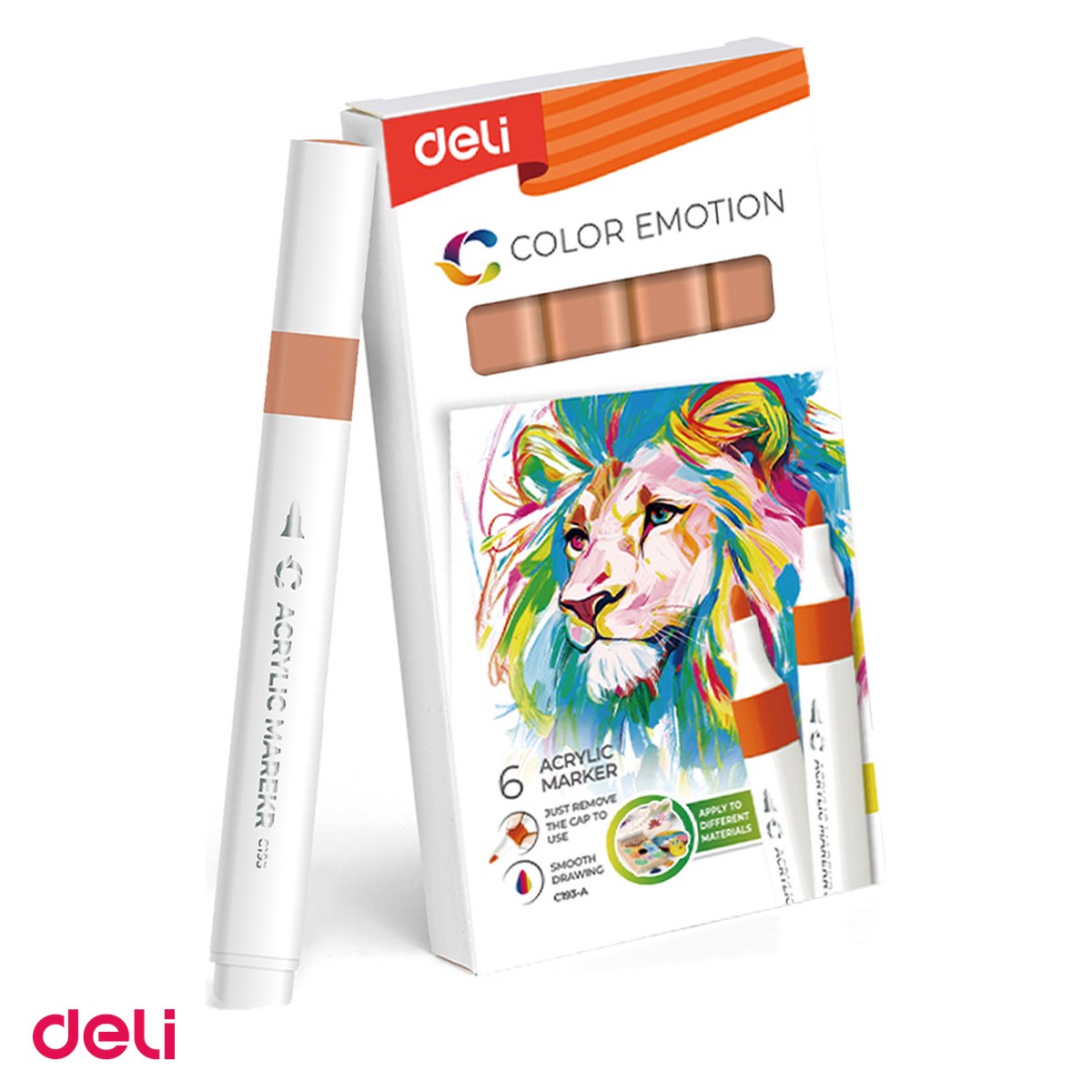 Markere si instrumente de desen artistic - Marker cu varf rotund, Deli, acrilic deschis color emotion, scris maro