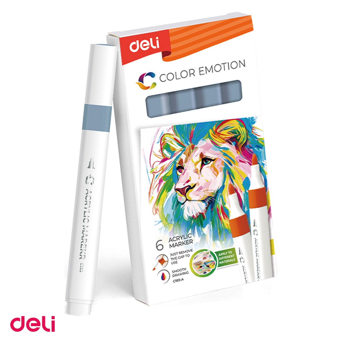 Markere si instrumente de desen artistic - Marker cu varf rotund, Deli, acrilic inchis color emotion, scris gri