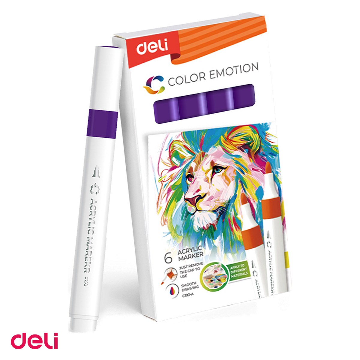 Markere si instrumente de desen artistic - Marker cu varf rotund, Deli, acrilic inchis color emotion, scris violet