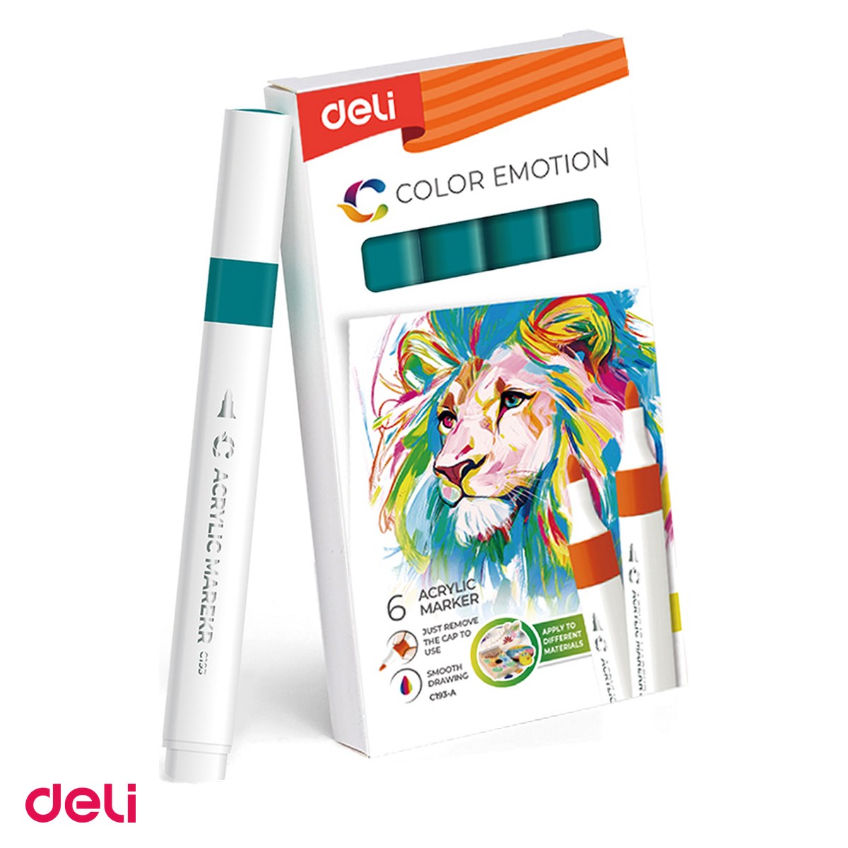 Markere si instrumente de desen artistic - Marker cu varf rotund, Deli, acrilic turcoaz color emotion, scris verde