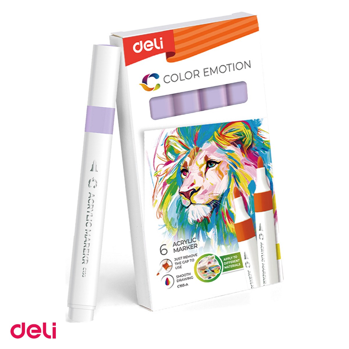 Markere si instrumente de desen artistic - Marker cu varf rotund, Deli, acrilic levantica color emotion, scris mov