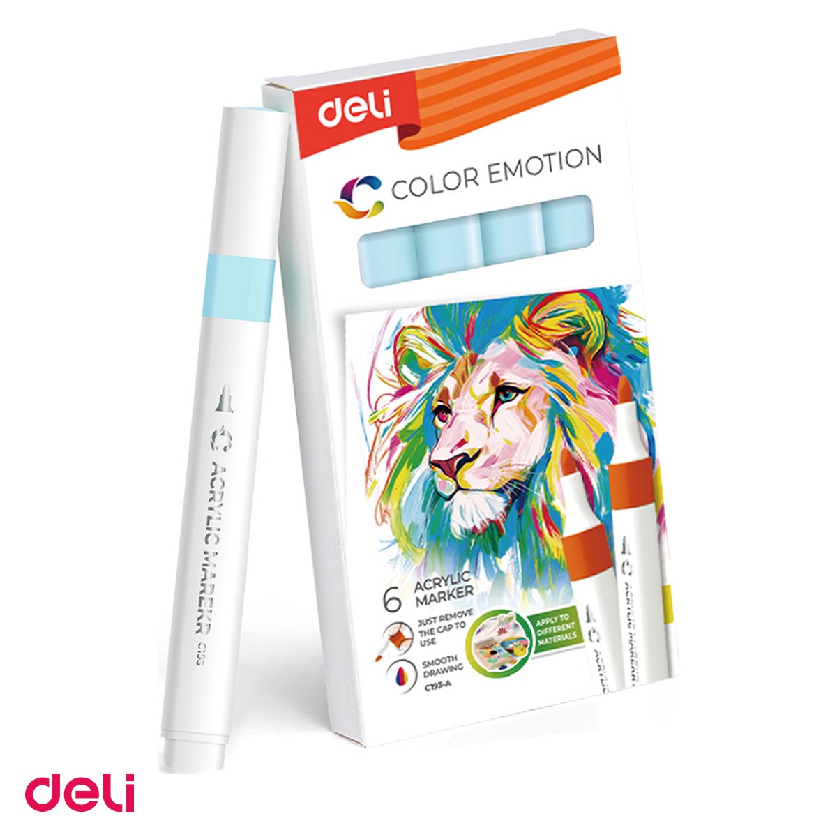 Markere si instrumente de desen artistic - Marker cu varf rotund, Deli, acrilic deschis color emotion, scris albastru