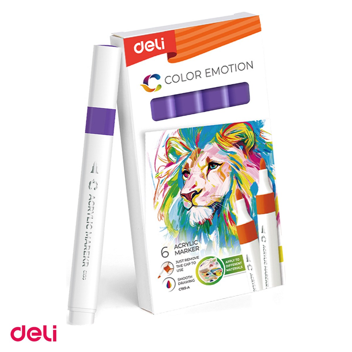 Markere si instrumente de desen artistic - Marker cu varf rotund, Deli, acrilic color emotion, scris mov