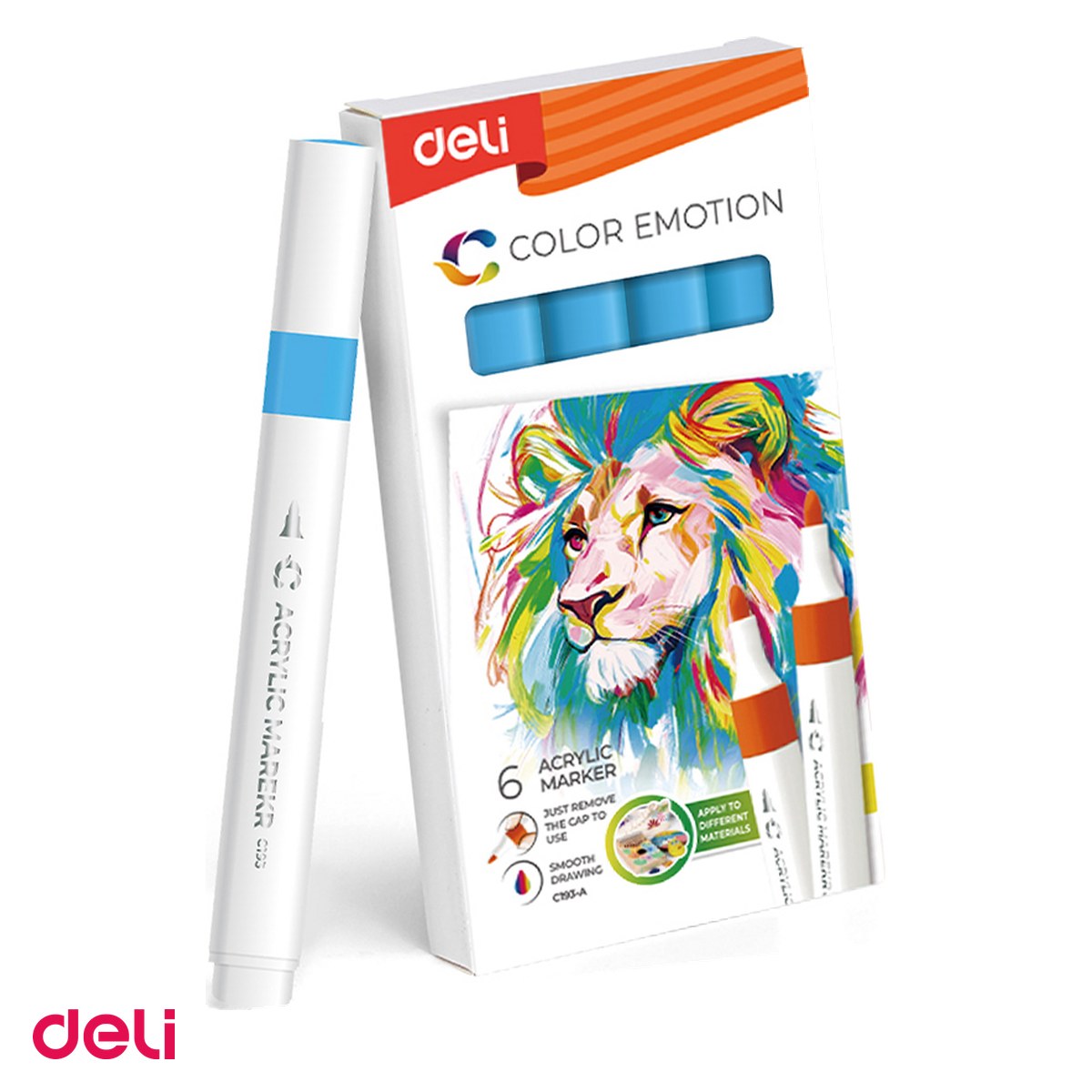 Markere si instrumente de desen artistic - Marker cu varf rotund, Deli, acrilic pastel color emotion, scris albastru