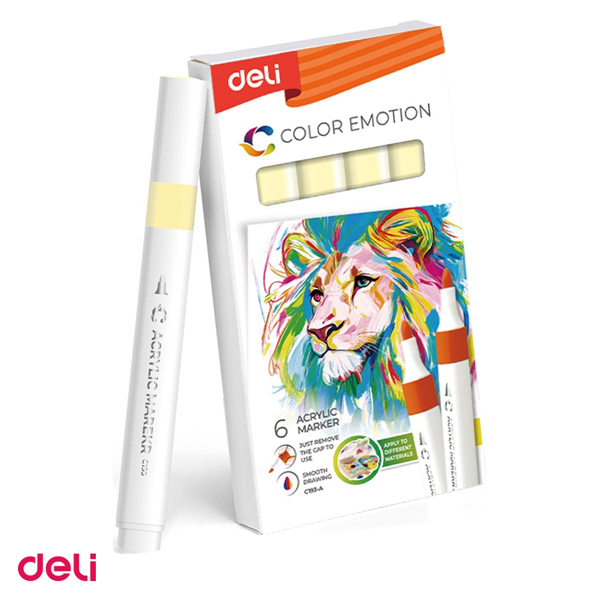 Markere si instrumente de desen artistic - Marker cu varf rotund, Deli, acrilic deschis color emotion, scris galben