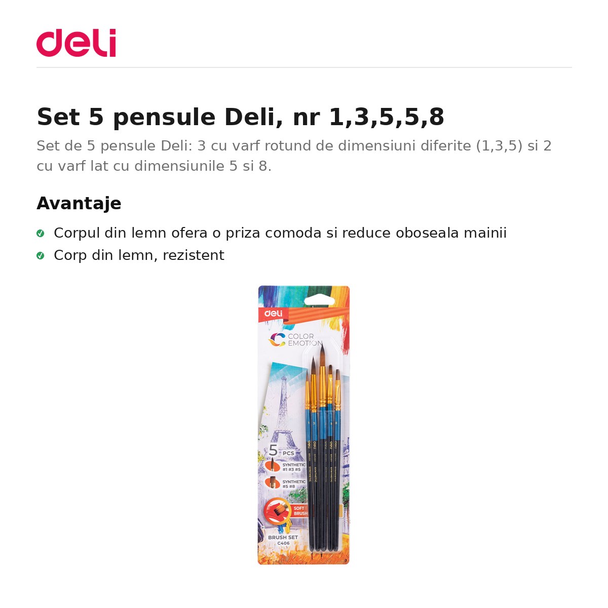 Set 5 pensule Deli, nr 1,3,5,5,8 [1]