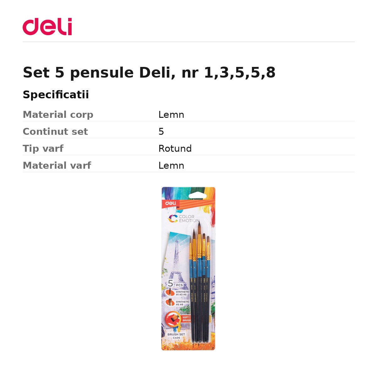 Set 5 pensule Deli, nr 1,3,5,5,8 [2]