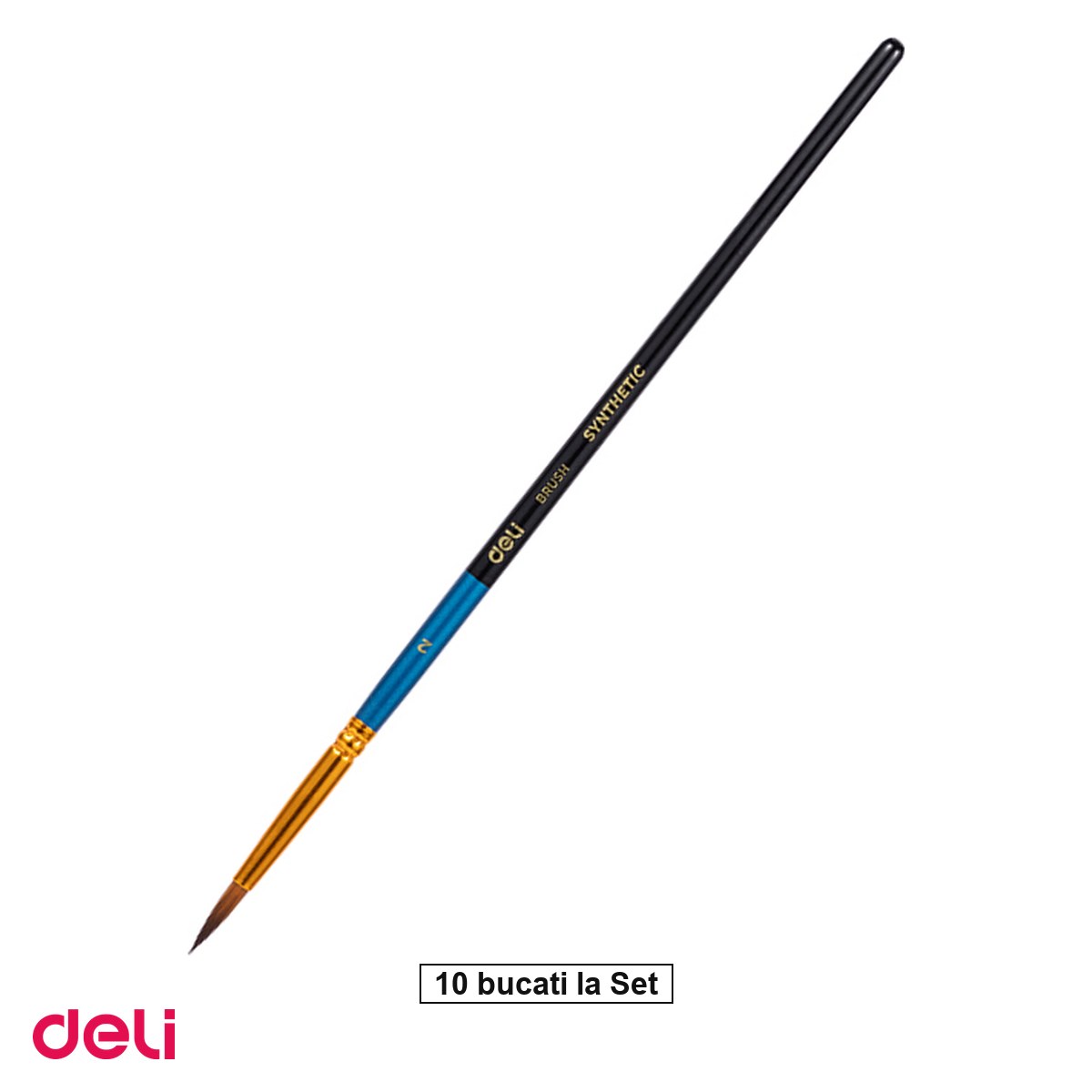 Pensule - Set 10 pensule Deli, cu varf rotund, no 2