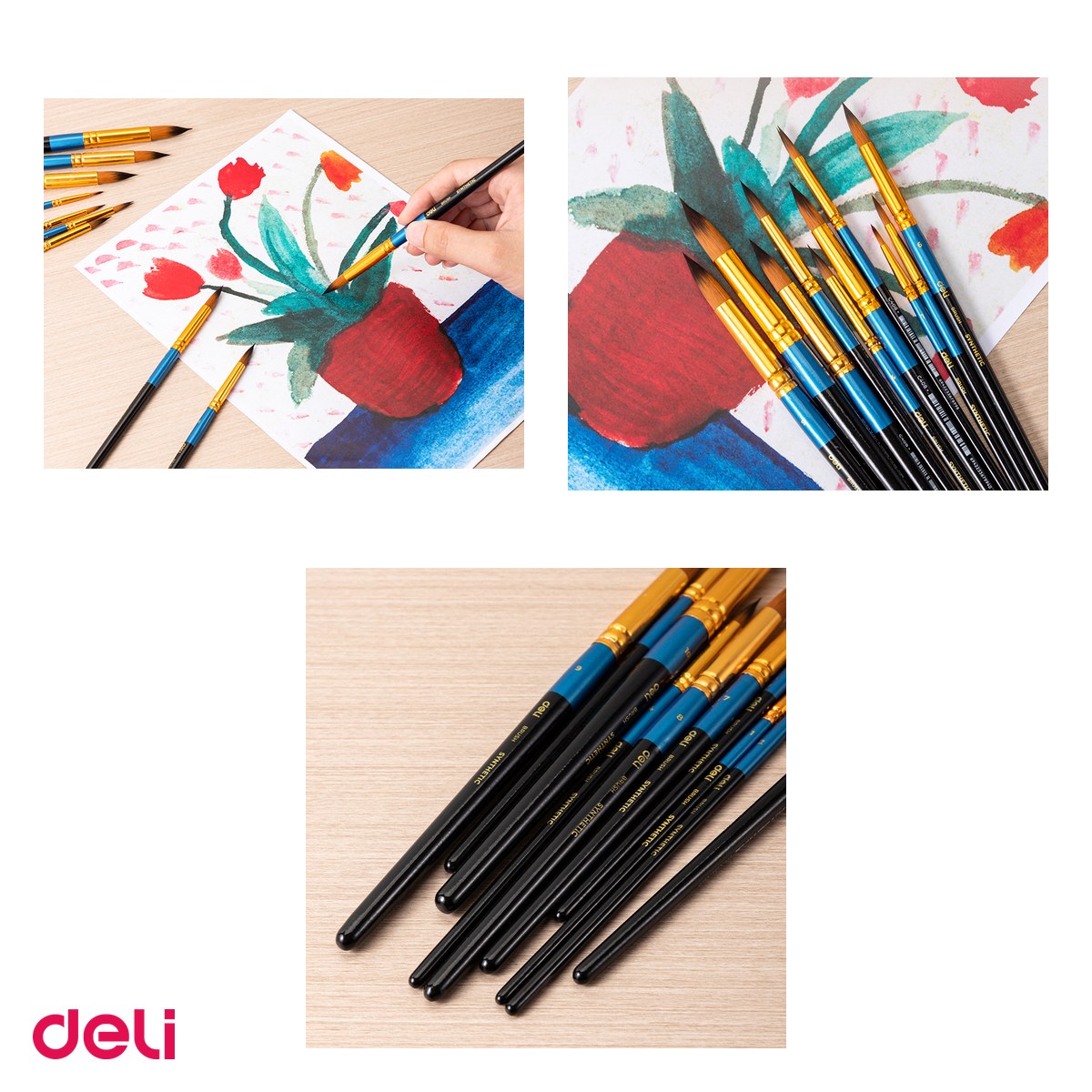 Set 10 pensule Deli, cu varf rotund, no 3 [3]