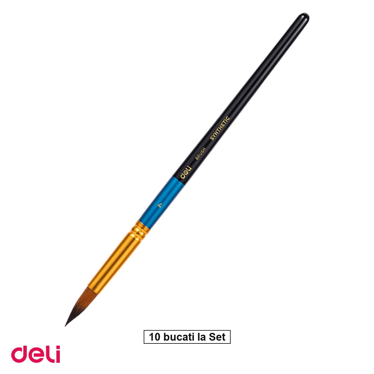 Pensule - Set 10 pensule Deli, cu varf rotund, no 7