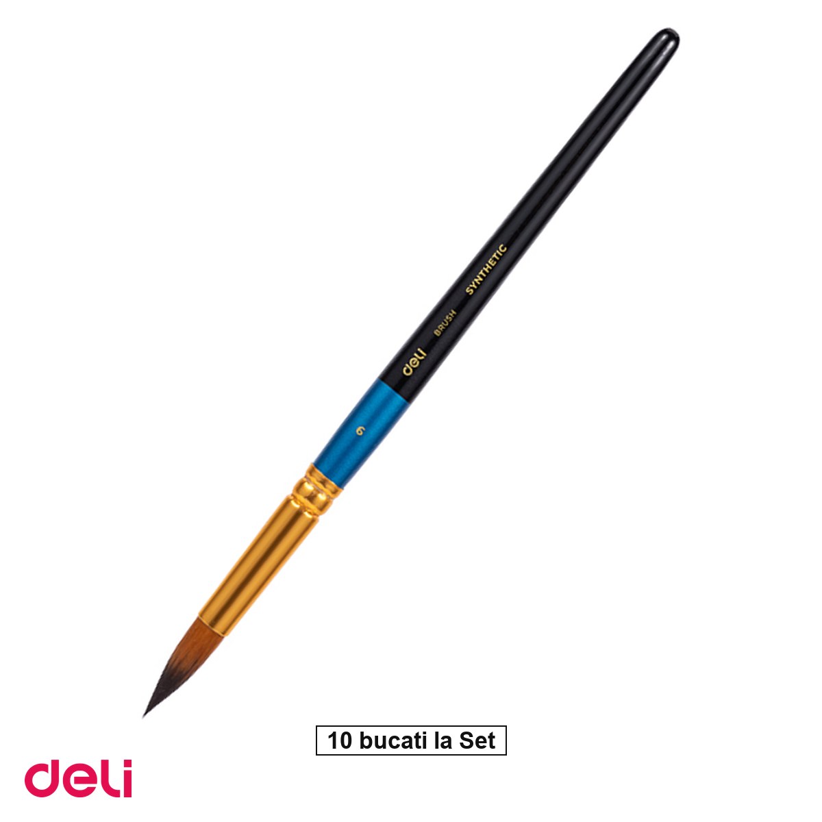 Pensule - Set 10 pensule Deli, cu varf rotund, no 9