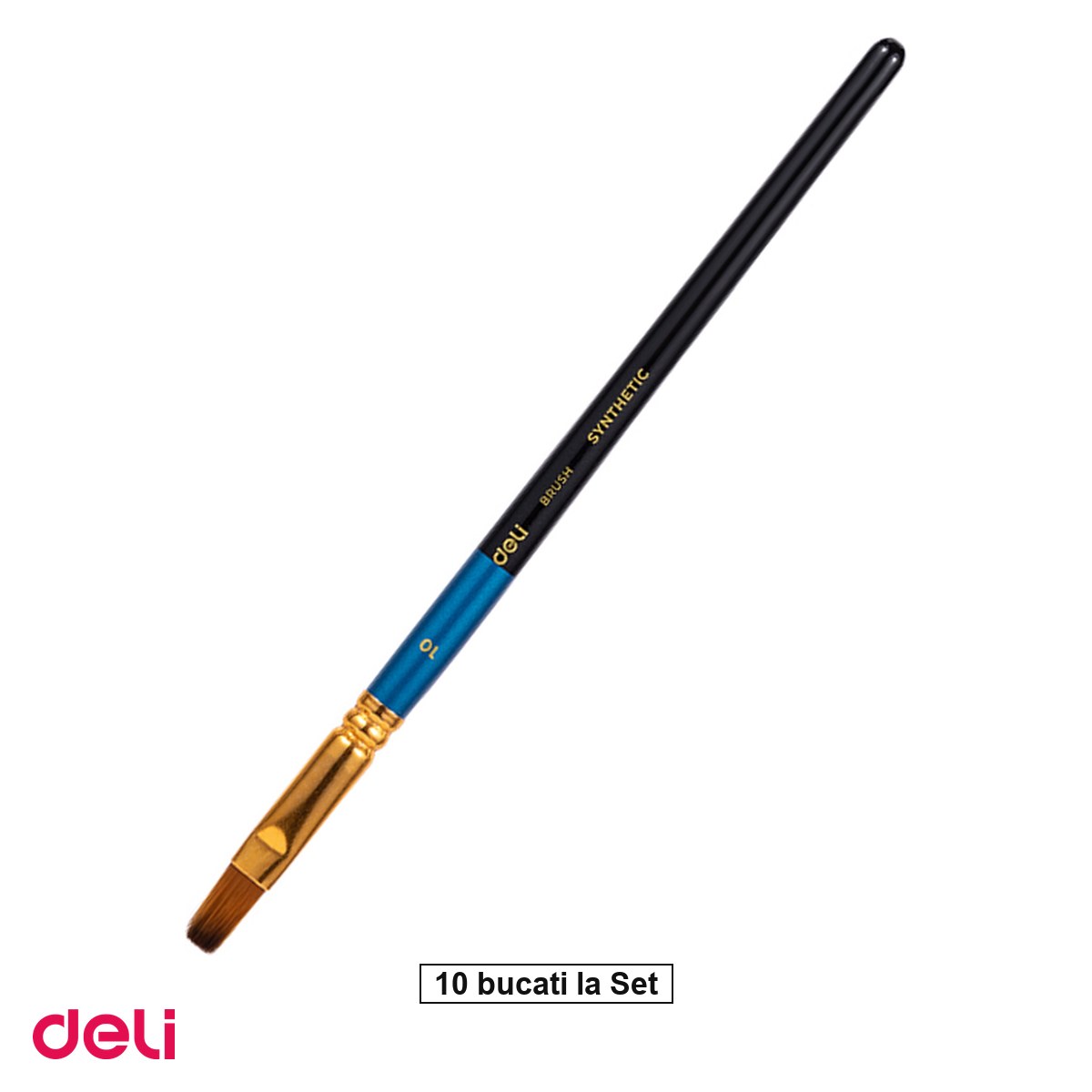 Pensule - Set 10 pensule Deli, cu varf tesit, no 10