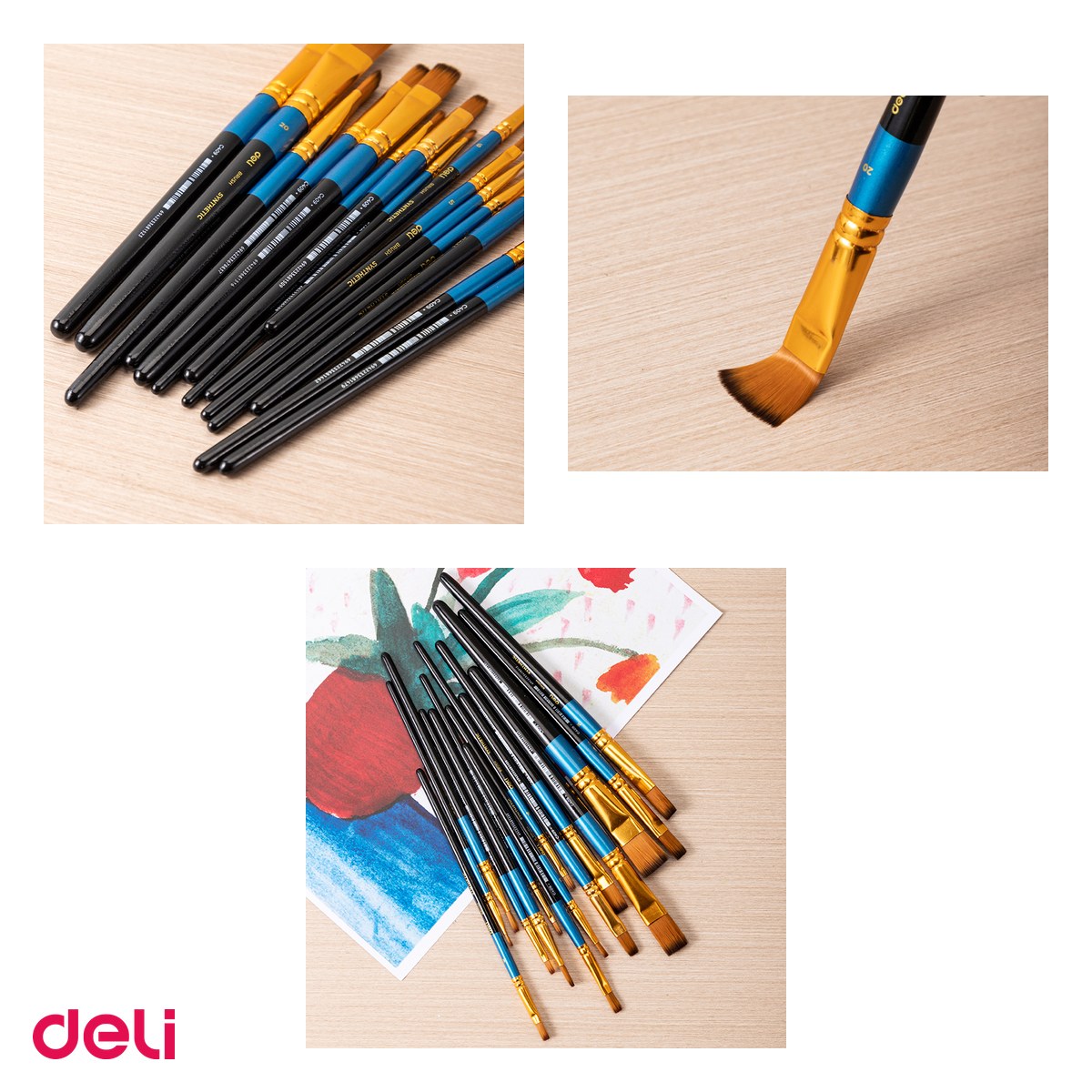 Set 10 pensule Deli, cu varf tesit, no 10 [3]